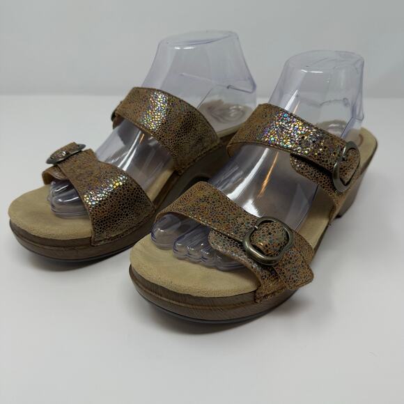Dansko Slide Sandal Women's 41 (9.5) Brown Leather Sophie Iridescent Summer - Picture 1 of 10